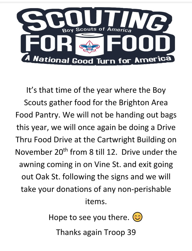 text picture of annual food drive info